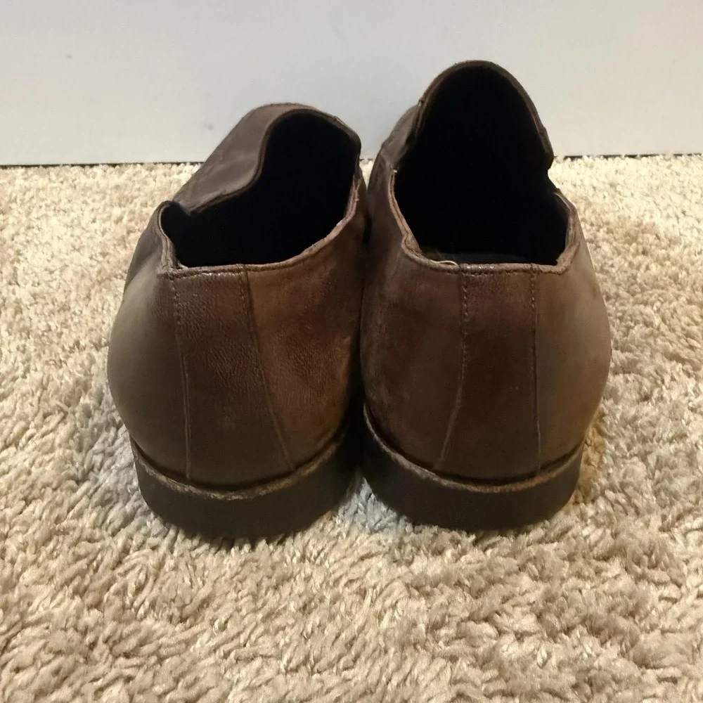 Bruno Magli Raging Shoes Mens Size 9.5 Brown Leather Slip On Square Toe Italy